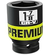 1" Drive Deep 6 Point Impact Socket, 1-7/8 '' Deep Socket, SAE, CR-V, Color-Coded for Auto Repair...
