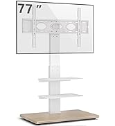 Rfiver Universal Floor TV Stand with Swivel Mount and Wood Base Space Saving for 40-77 Inch LED L...