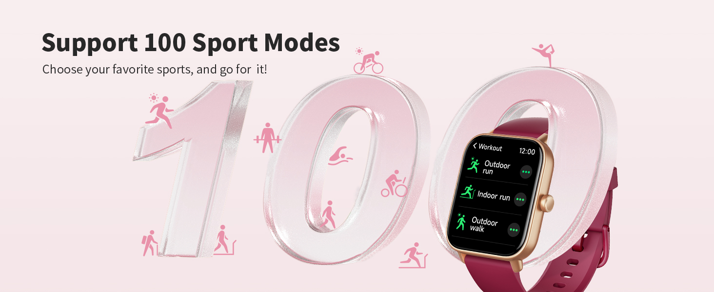 Pedometer, IP68 Waterproof Watches for Android iPhone, 101+ Sport Modes