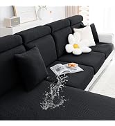 smiry Waterproof Couch Cushion Covers, Stretch Jacquard Thick Sofa Cushion Covers, Washable Seat ...
