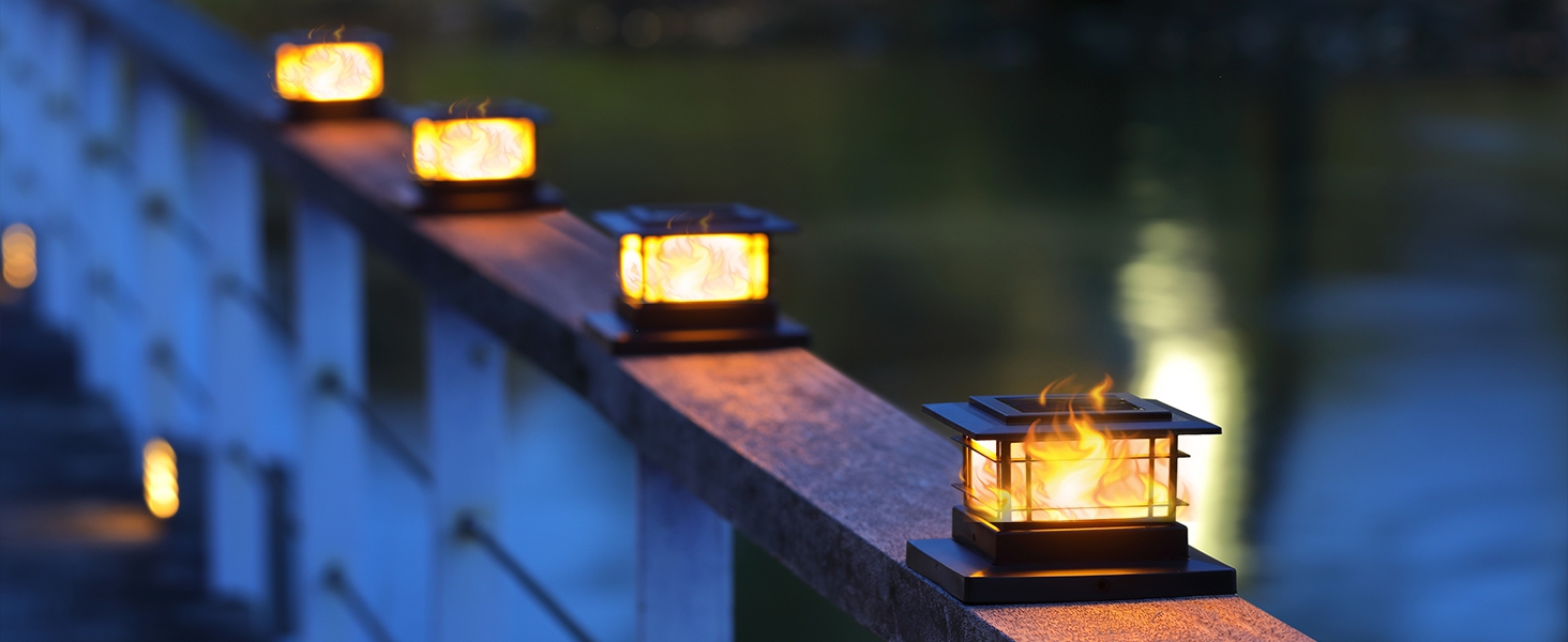 Solar Flame Post Lights