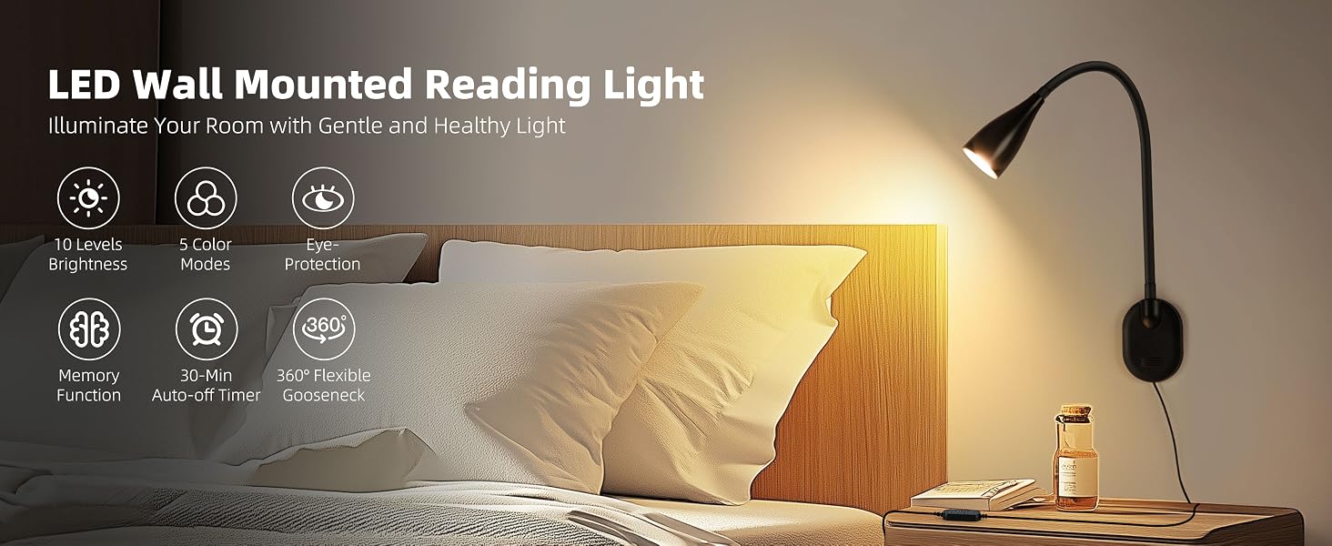 LED Wall Mounted Reading Light Black