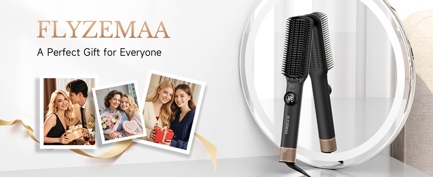 FLYZEMAA hair straightening brush: The versatile gift for anyone.electric comb hair straightener