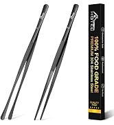 HOTEC Kitchen Tweezers Tongs Stainless Steel Professional Chef Tweezers, Set of 2-12inch Extra-Lo...