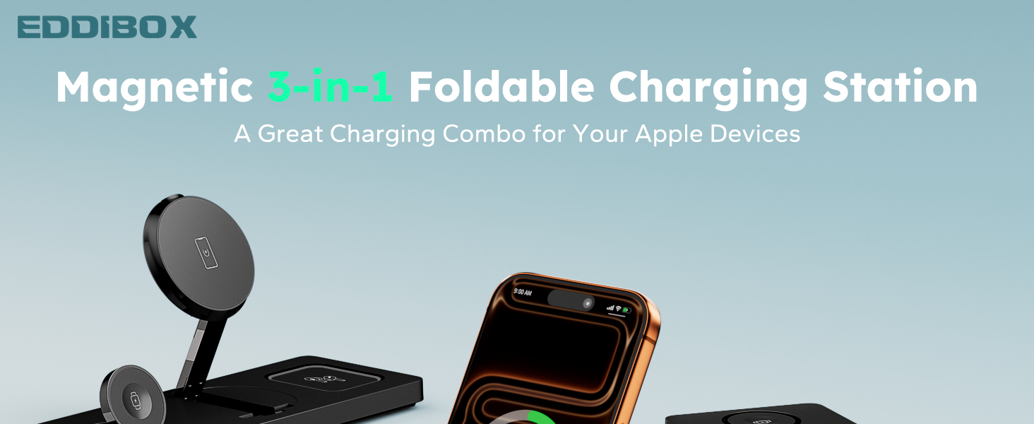 magnetic 3 in 1 foldable charging station