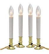 Goothy Electric Window Candles Lights with Golden Plated Base, Plug in Christmas Window Candles L...