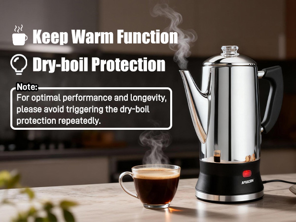keep warm function and dry boil protection