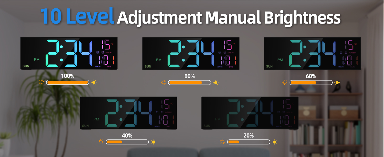 24 hour modern silent big extra large led display digital wall gym clocks
