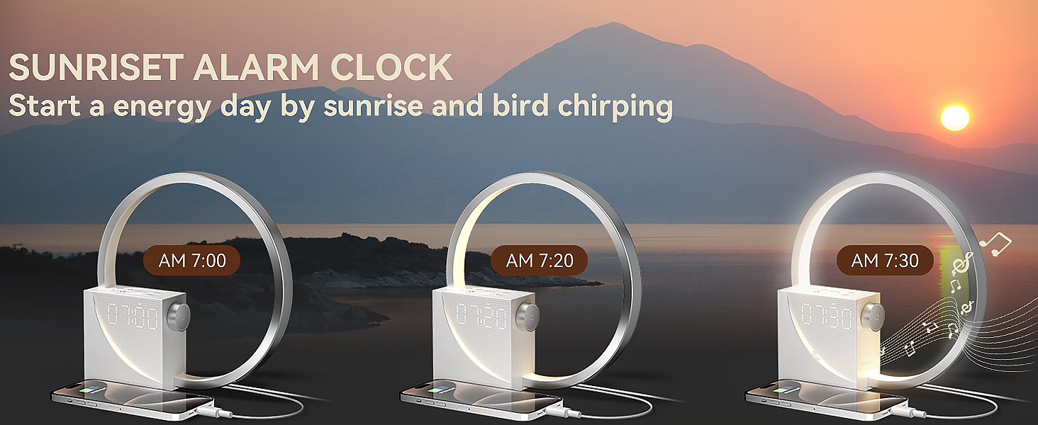 wake up light clocks for bedroom bedside lamps