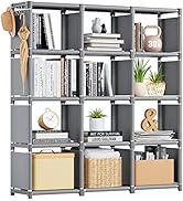 Mavivegue Bookshelf,12 Cube Storage Organizer,Book Shelf Organizer,Tall Bookcase Shelf,Grey Cube ...