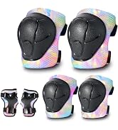 Gradient Color Kids Protective Gear Set Knee Pads for Kid 2-14 Years,W/ Adjustable Strap Kids/You...