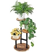VECELO 3 Tier Plant Stand Indoor Outdoor, Tall Metal Wood Flower Shelf for Multiple Plants, Small...