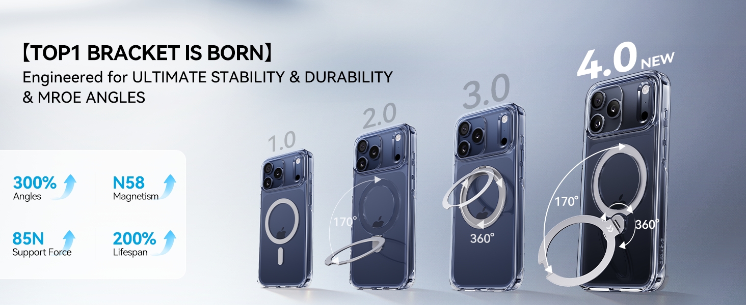Clear for iPhone 17 Pro Case with 360 Spin Magnetic Stand