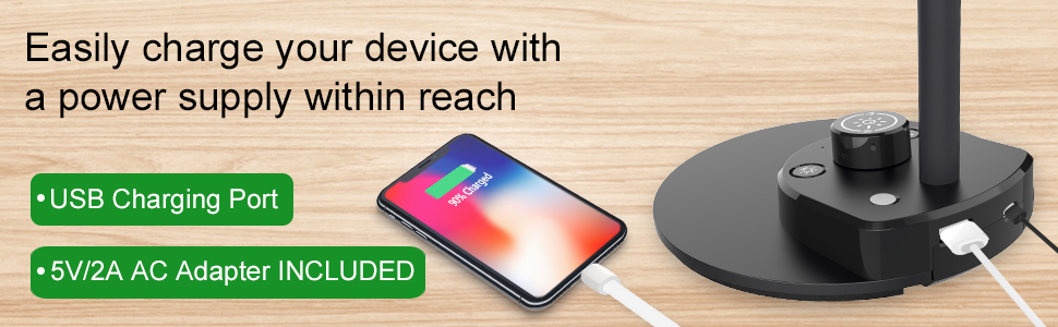 LED Desk Lamp with USB Charging Port Reading Light Task Lamp Flexible Gooseneck Table Lamp