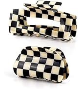 Framendino, 2 Pack Checkered Hair Clips Vintage Black-White Checkered Hair Claws French Barrettes...