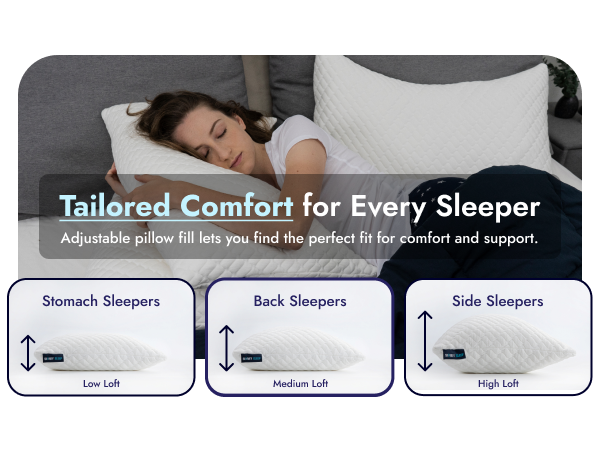 Adjusting the Side and back sleeper pillow for comfortand and support 