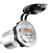 BlueFire Upgraded Aluminum Alloy Fast Charging 3.0 USB Charger Socket IP66 Waterproof Dual USB Po...