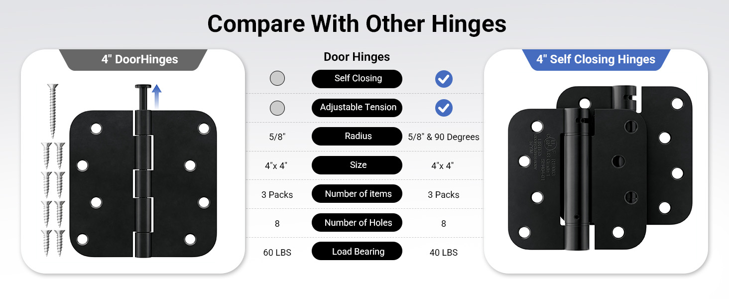 exterior door hinges 4 inch heavy duty matte black