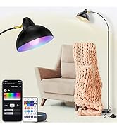 Smart WiFi RGB Floor Lamp Work with Alexa &amp; Google Home, Arched Modern Industrial Standing Tall L...