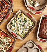 Rachael Ray Cucina Nonstick Bakeware Set Baking Cookie Sheets Cake Muffin Bread Pan, 10 Piece, La...