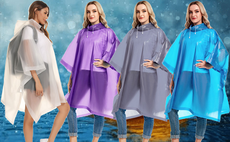 2PCS Rain Ponchos for Adults Reusable
