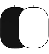 YUOCU 3.3x5ft/1x1.5m Chromakey Backdrop, 2-in-1 Black Screen and White Screen, Collapsible Revers...