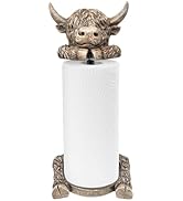 Rustic Highland Cow Paper Towel Holder - Unique Resin &amp; Metal Farmhouse | Country Style Decor for...