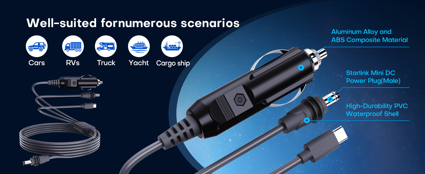 Edihia Starlink Mini Car Adapter 3-in-1 Cable
