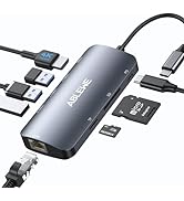 USB C Hub Multiport Adapter, ABLEWE 8-in-1 USB-C Hub with 4K@60Hz HDMI, 1Gbps Ethernet, 100W PD, ...