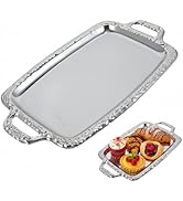 Rectangular Silver Serving Tray - Vintage Metal Tray for Whiskey - Dining Tableware and Decorativ...