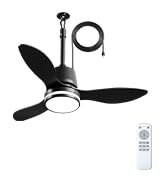 Amico 36 Inch Outdoor Ceiling Fans with Lights for Patios, IP65 Waterproof Gazebo Fan Remote Cont...