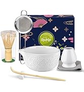 Matcha Whisk Set Matcha Kit - 7 Pcs Japanese Tea Set Includes Matcha Bowl with Spout,Bamboo Whisk...