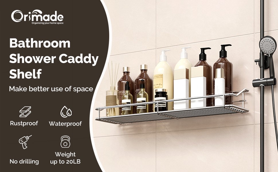 Orimade Adhesive Shower Caddy Bathroom Shelf 15.75 inch
