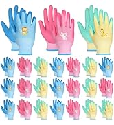 TMWEFUSC 24 Pairs Kids Gardening Gloves for Age 5-9, Toddler Rubber Coated Garden Gloves, Kids Wo...