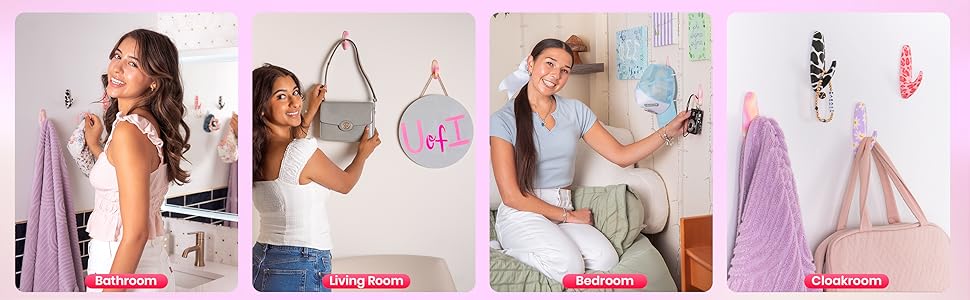 WallCandy adhesive hooks for caps, scarves, and coats, strong reusable wall hooks