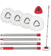 Spin Mop Replacement Head Set with Base and 30" to 58" Mop Handle, Spin Mop Combo Set Compatible ...