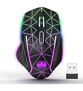 MELOGAGA Wireless Gaming Mouse, Mouse Jiggler for Laptop, Rechargeable 2.4G USB Cordless Mice wit...