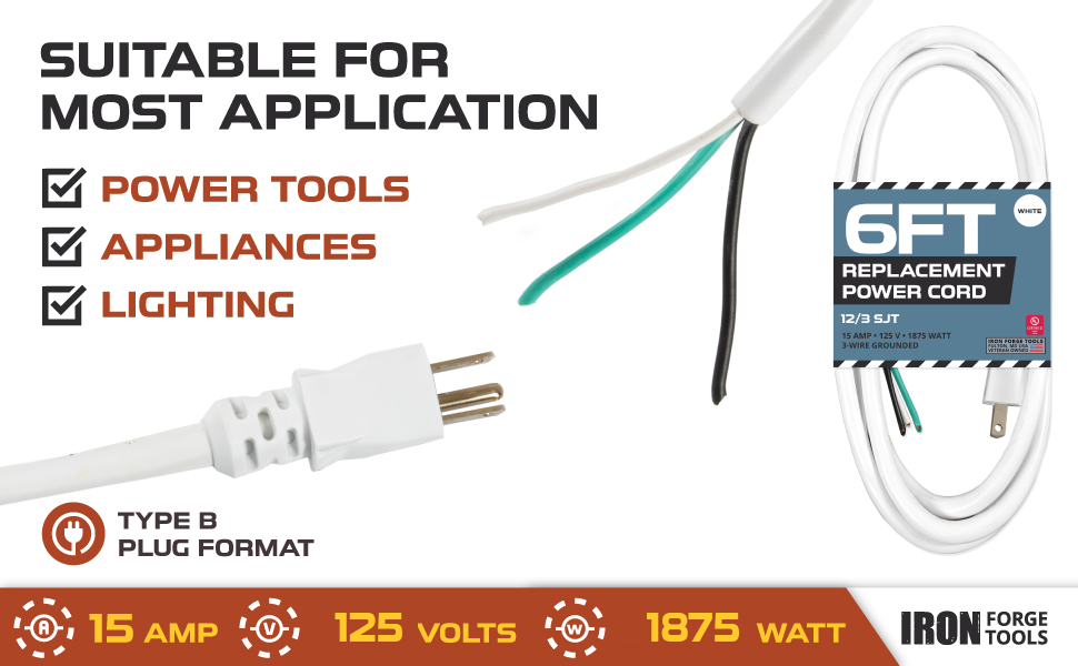 6 Feet Replacement Cord