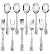 E-far Toddler Forks and Spoons Set, 10-Piece Stainless Steel Toddler Utensils Kids Safe Silverwar...