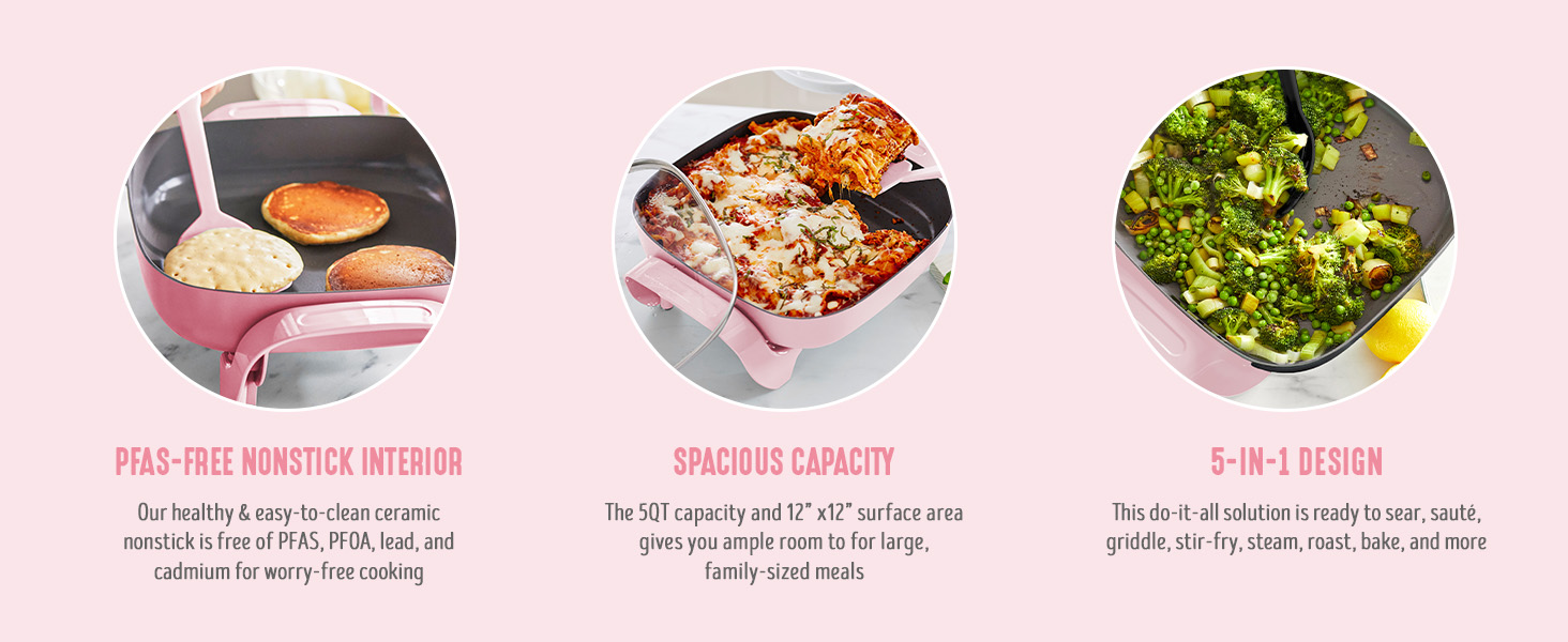 GreenLife, Ceramic Nonstick, PFAS-Free, Non-Toxic, Electric Skillet, Electrics