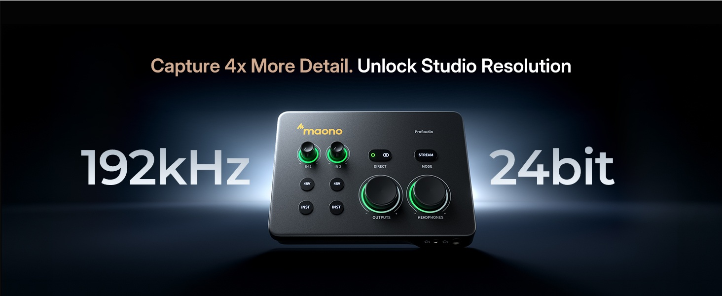 Maono P2 ProStudio audio interface 192kHz 24bit high resolution studio quality audio recording
