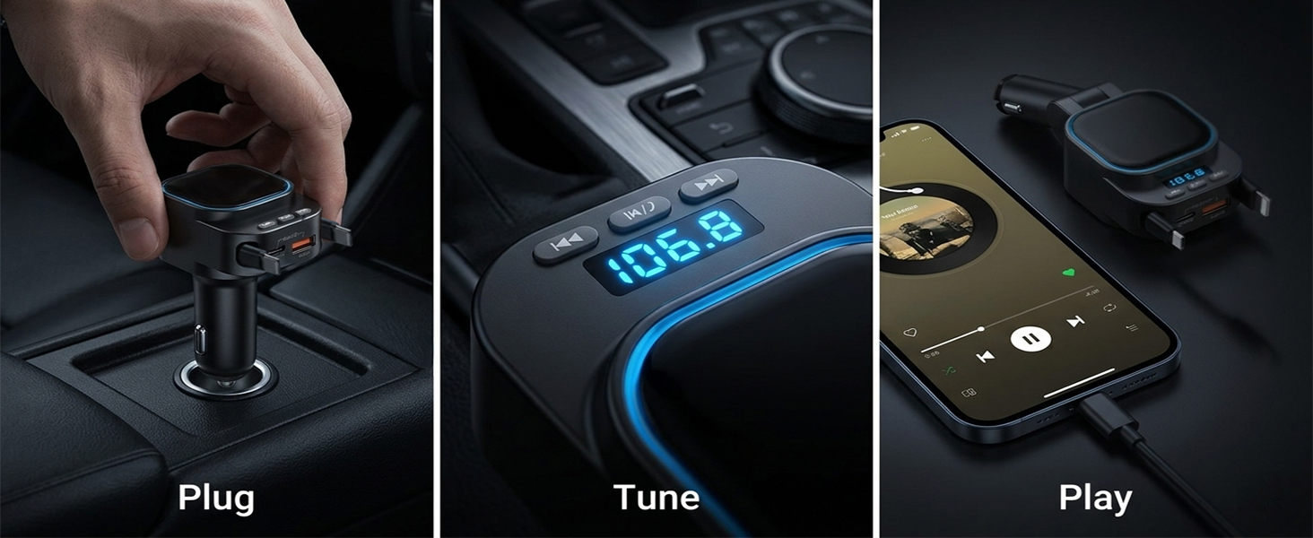 easy to use plug and play fm transmitter hands free calling car kit