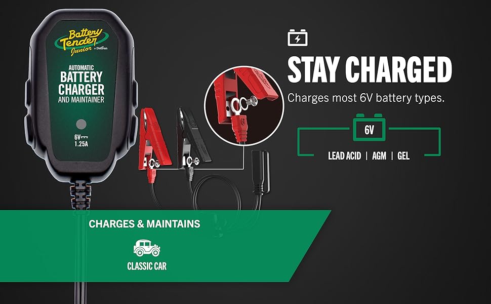 Battery Tender Junior Battery Charger Maintainer 6V 1.25 AMP