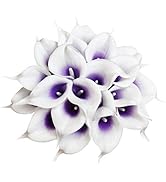 DuHouse 20Pcs Calla Lily Artificial Flowers Fake Flower Bouquet Faux Calla Lilies for Home Kitche...