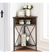 VECELO Cabinet/Table, 3-Tier Display Shelves with Protection Door, Metal Frame Storage Shelf Orga...
