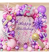 Pink and Purple Balloon Garland Arch Kit, 144 PCS Purple and Pink Balloons with Music Notes, Micr...