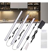 Martronic Black Under Cabinet Lighting Kits, 3-Pack 12In Dimmable LED Under Cabinet Lights Bars w...