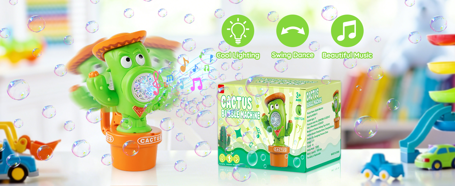 Cactus Bubble Machine for Kids