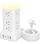 Power Strip Tower with Night Light, PD 20W Surge Protector Power Strip with 4 USB Ports(2A+2C), 6...