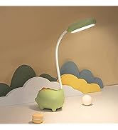 WLHONG Dinosaur Desk Lamp, Cute Kids Desk Lamps with Touch Control for Reading, No Flicker, 3 Col...